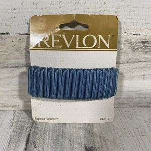 Vintage 1997 Revlon Fashion Barrette Blue Crushed Velvet NOS New Old Stock 90's